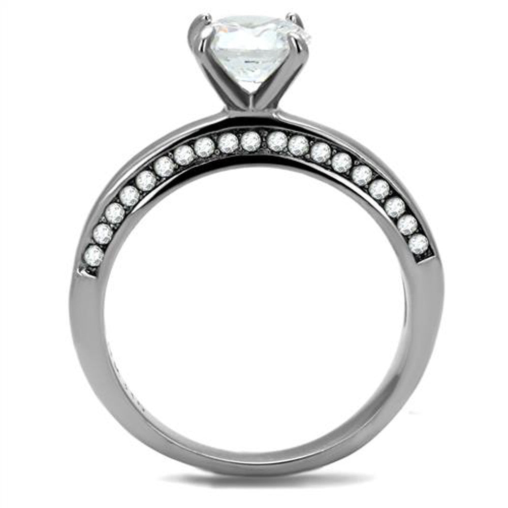 Women's 1.47 Ct Round Cut Cubic Zirconia Stainless Steel Engagement Ring Sz 5-10